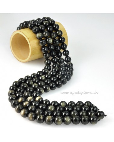 Obsidienne dorée rang de perles