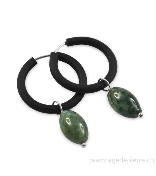 Agate mousse boucles d'oreilles