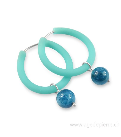 Boucles d'oreilles arc-en-ciel en caoutchouc turquoise et apatite