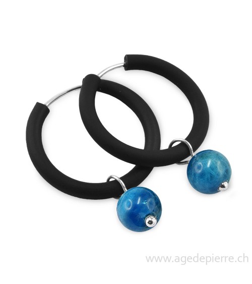 Boucles d'oreilles arc-en-ciel en caoutchouc noir ciel et apatite