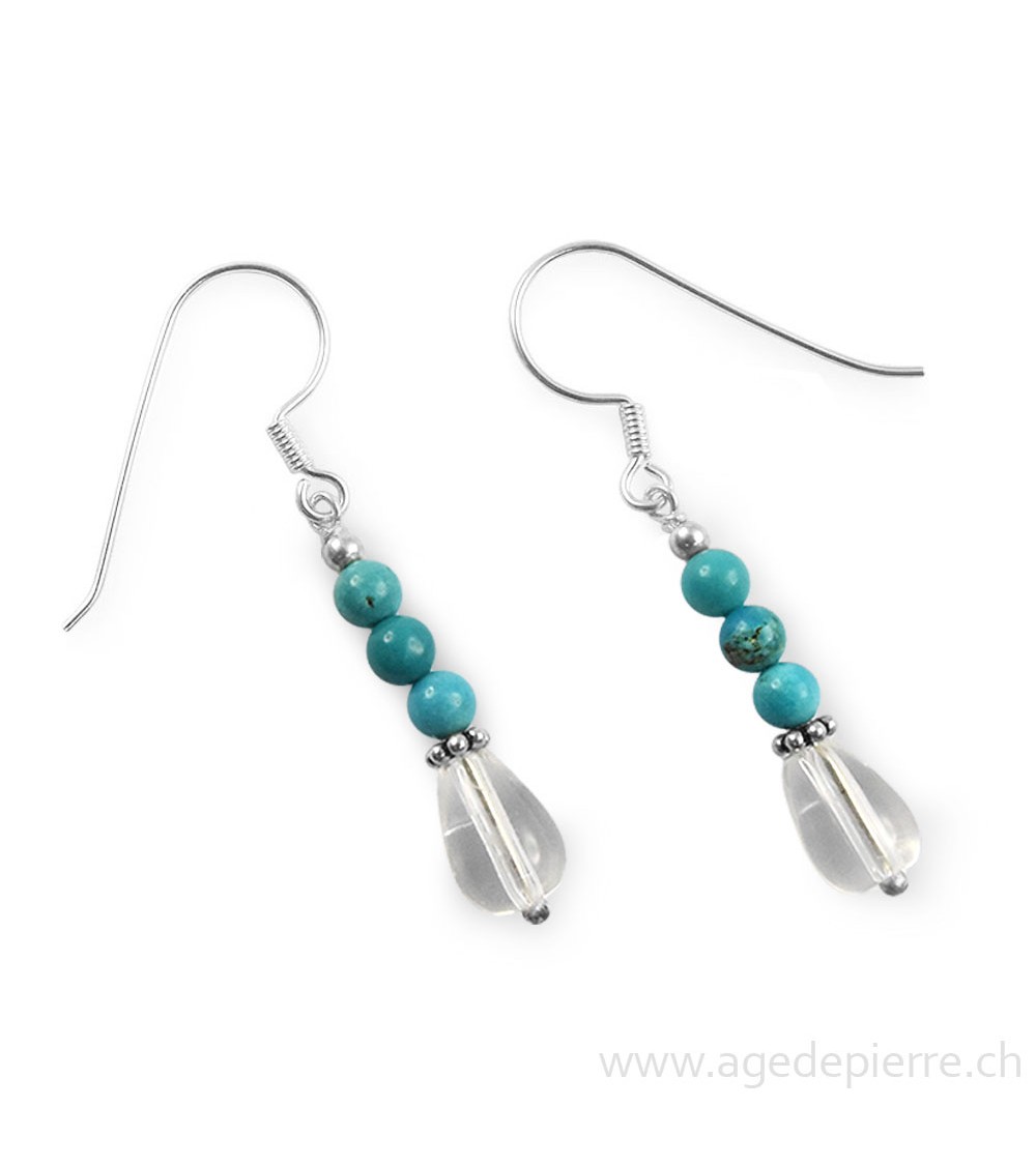 Boucles d'oreilles en turquoise et cristal de roche