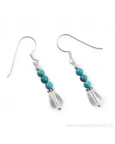 Boucles d'oreilles en turquoise et cristal de roche