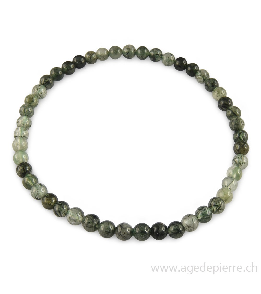 Quartz actinolite bracelet avec perles de 4mm