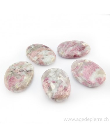 Tourmaline rubellite quartz galet plat