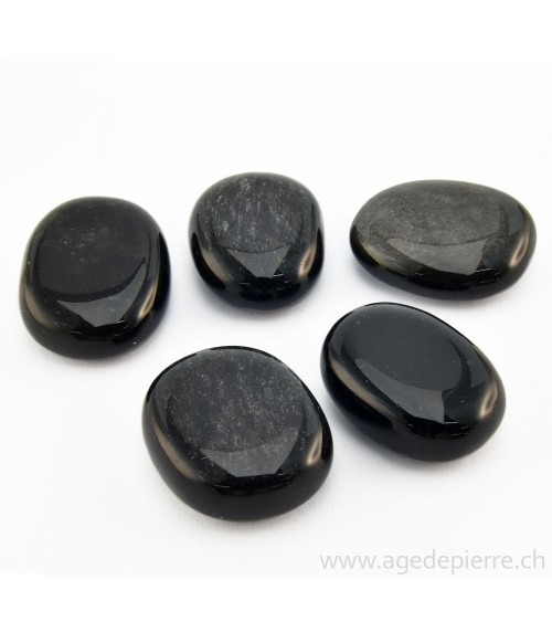 Obsidienne argentée petit galet plat