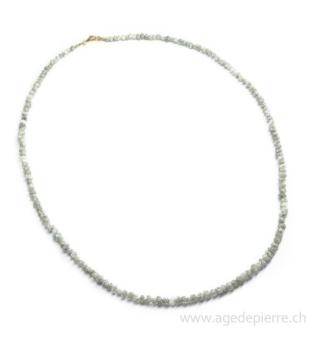 Collier en diamants bruts avec fermoir en or jaune 750