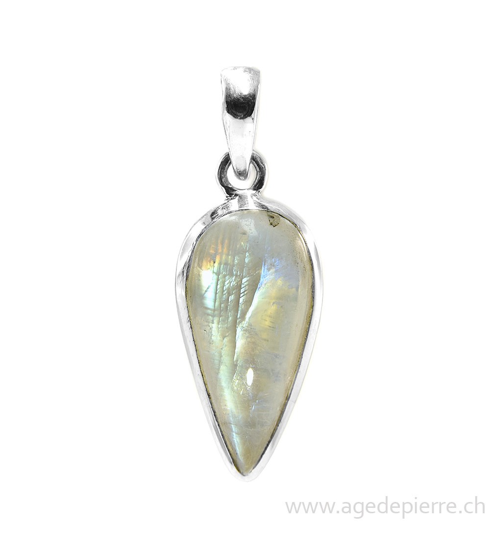 Pendentif en labradorite blanche et argent 925