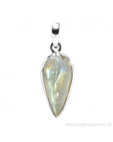 Pendentif en labradorite blanche et argent 925