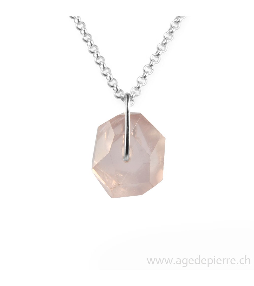 Pendentif en quartz rose L'Âge de pierre Vevey