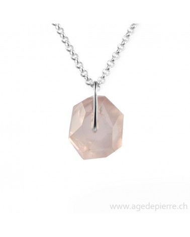 Pendentif en quartz rose L'Âge de pierre Vevey