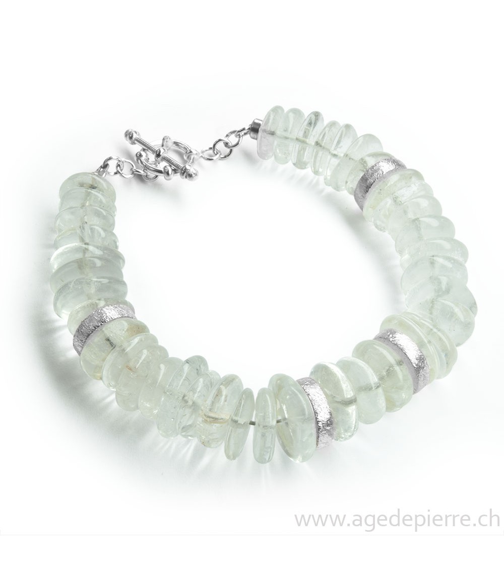 Bracelet en cristal de roche avec fermoir argent 925