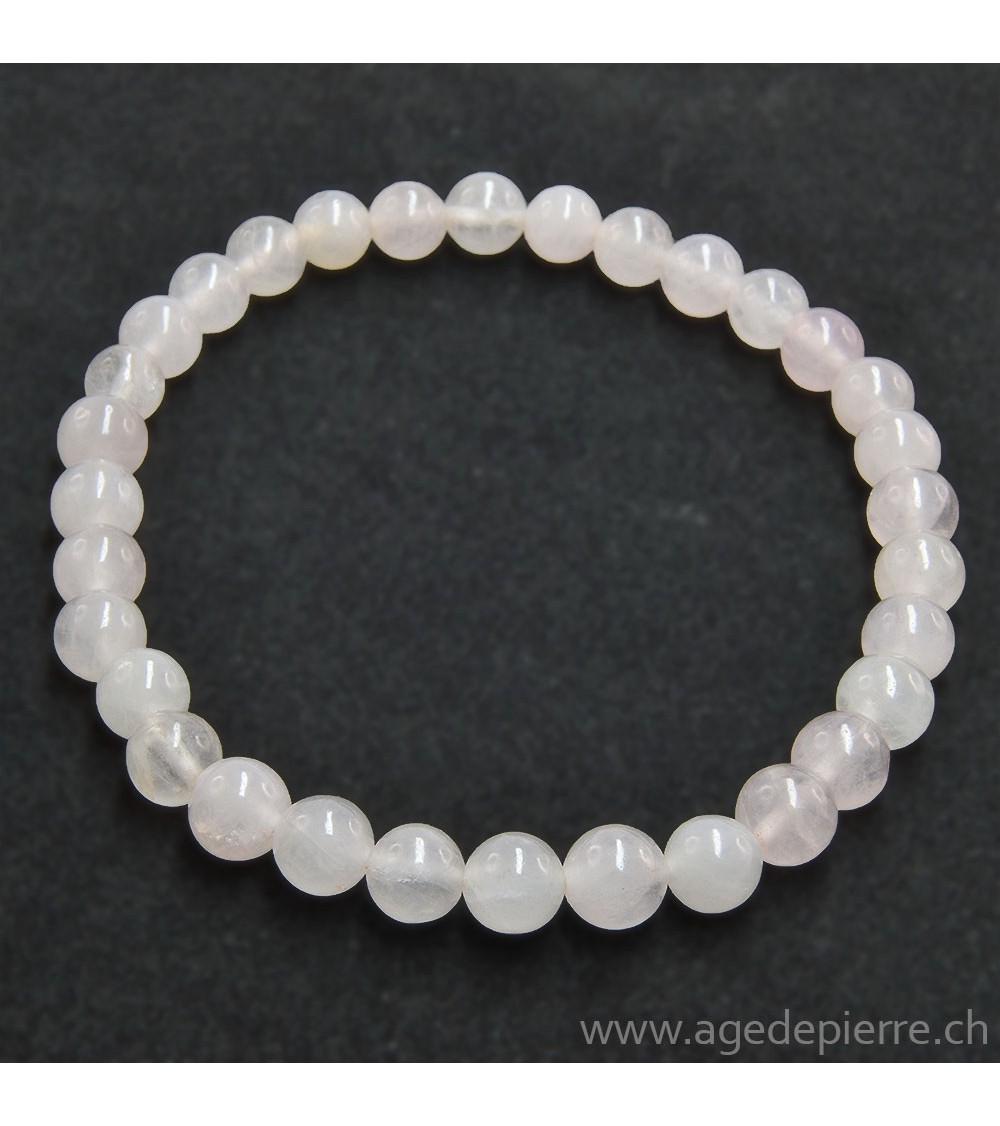 Bracelet en quartz rose avec perles de 6mm