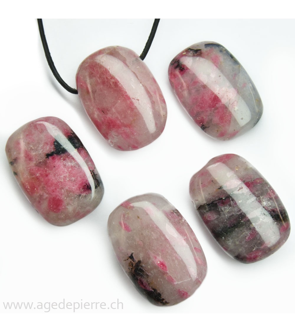 Rhodonite dans quartz pendentif pierre percée