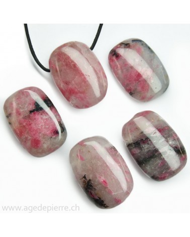 Rhodonite dans quartz pendentif pierre percée