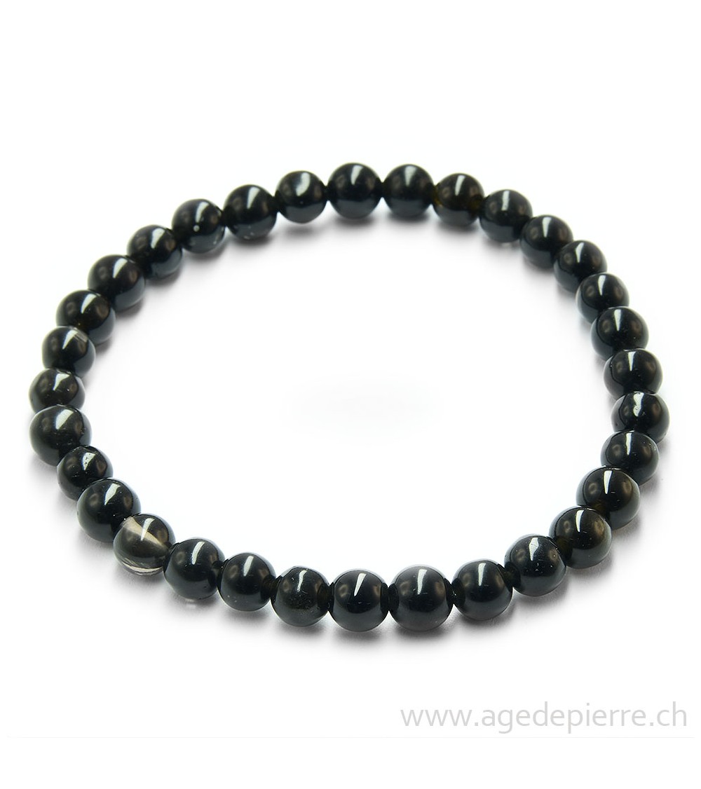 Obsidienne noire bracelet avec perles de 6mm