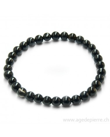 Obsidienne noire bracelet avec perles de 6mm