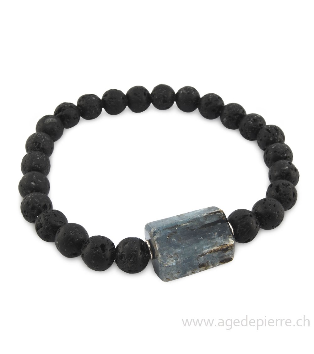 Bracelet avec lave, disthène (cyanite) et argent 925