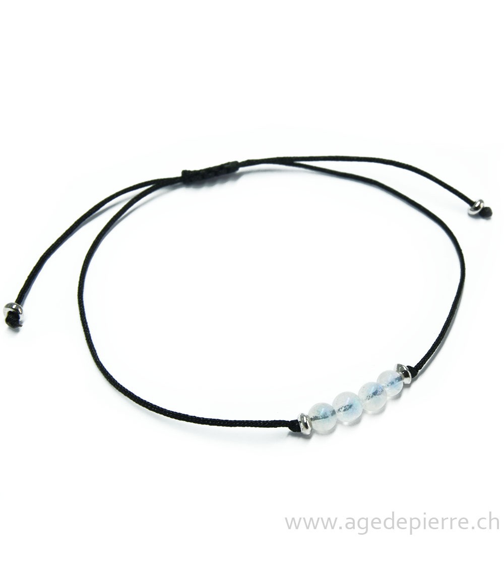 Bracelet shamballa labradorite blanche et argent 925