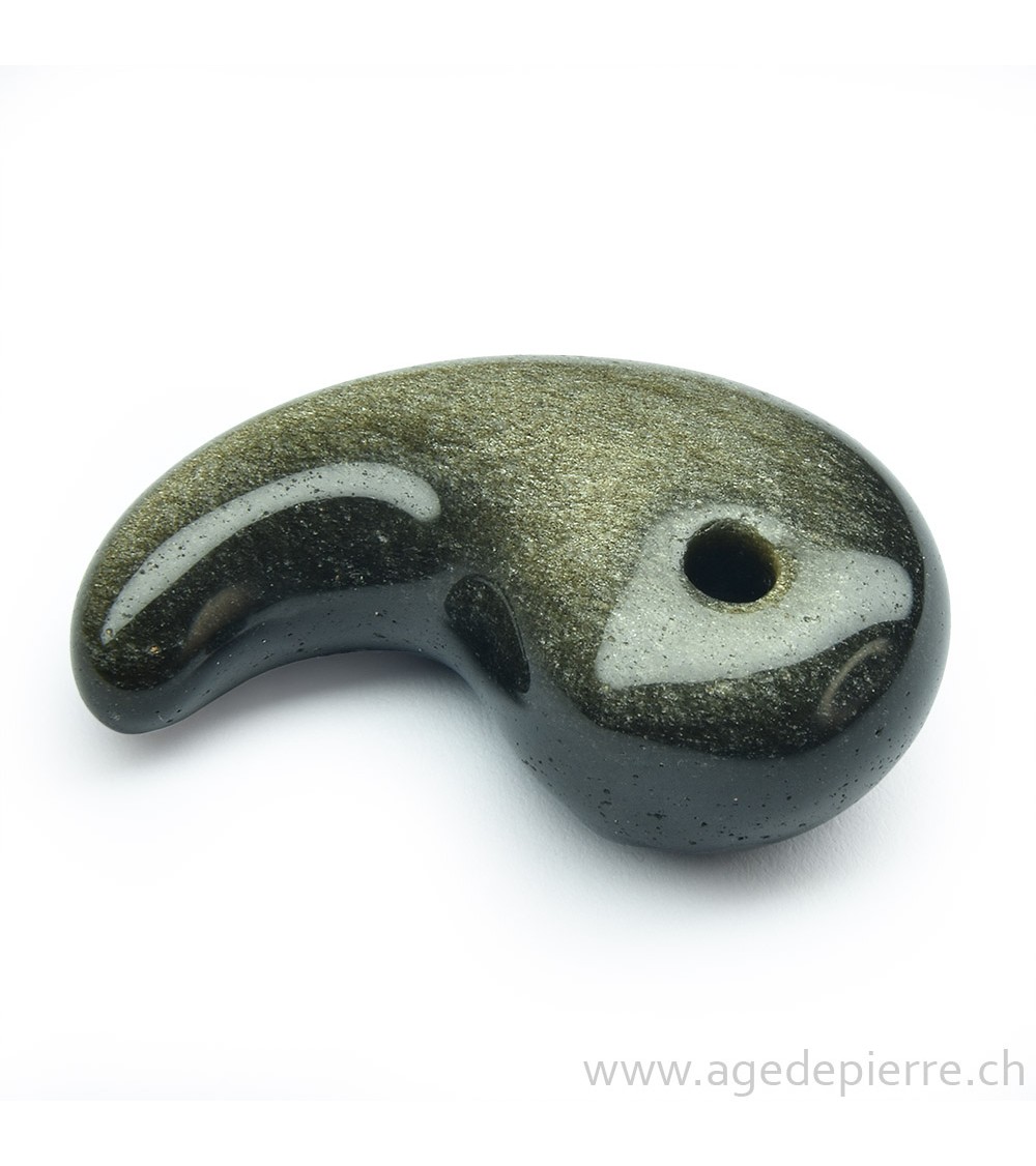 Obsidienne dorée Magatama pendentif