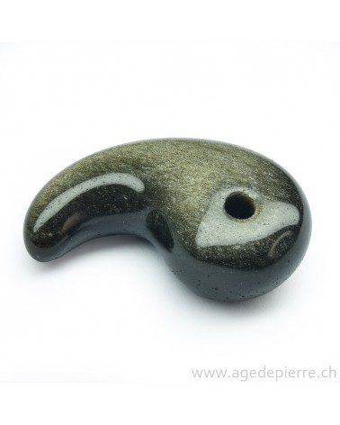 Obsidienne dorée Magatama pendentif