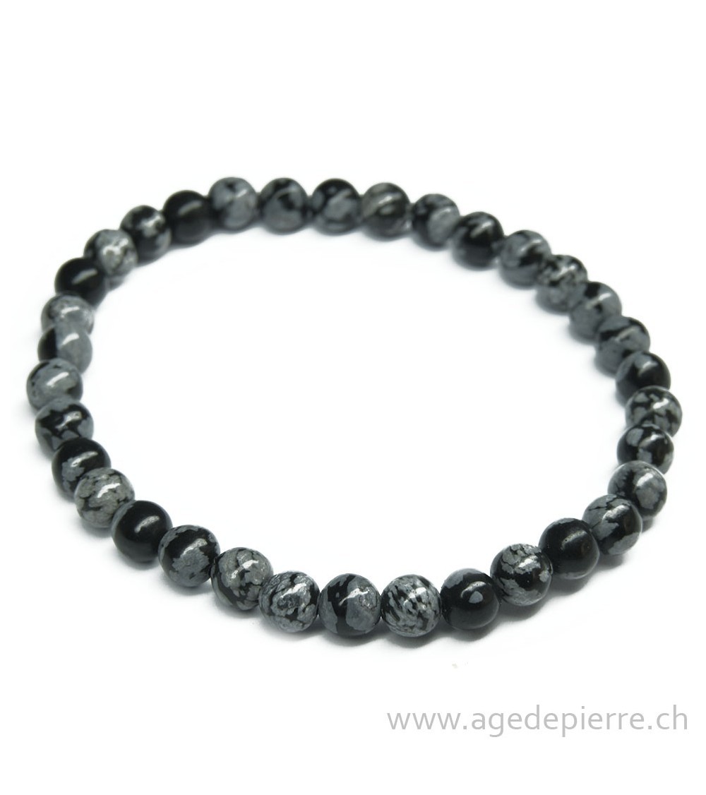 Obsidienne flocon de neige bracelet avec perles de 6mm