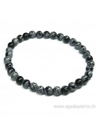 Obsidienne flocon de neige bracelet avec perles de 6mm