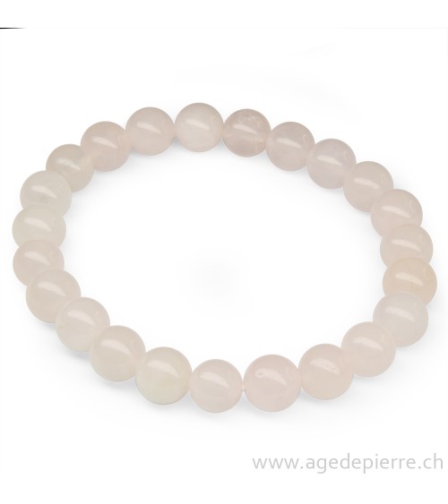 Quartz rose bracelet avec perles de 8mm  l'Âge de pierre Vevey